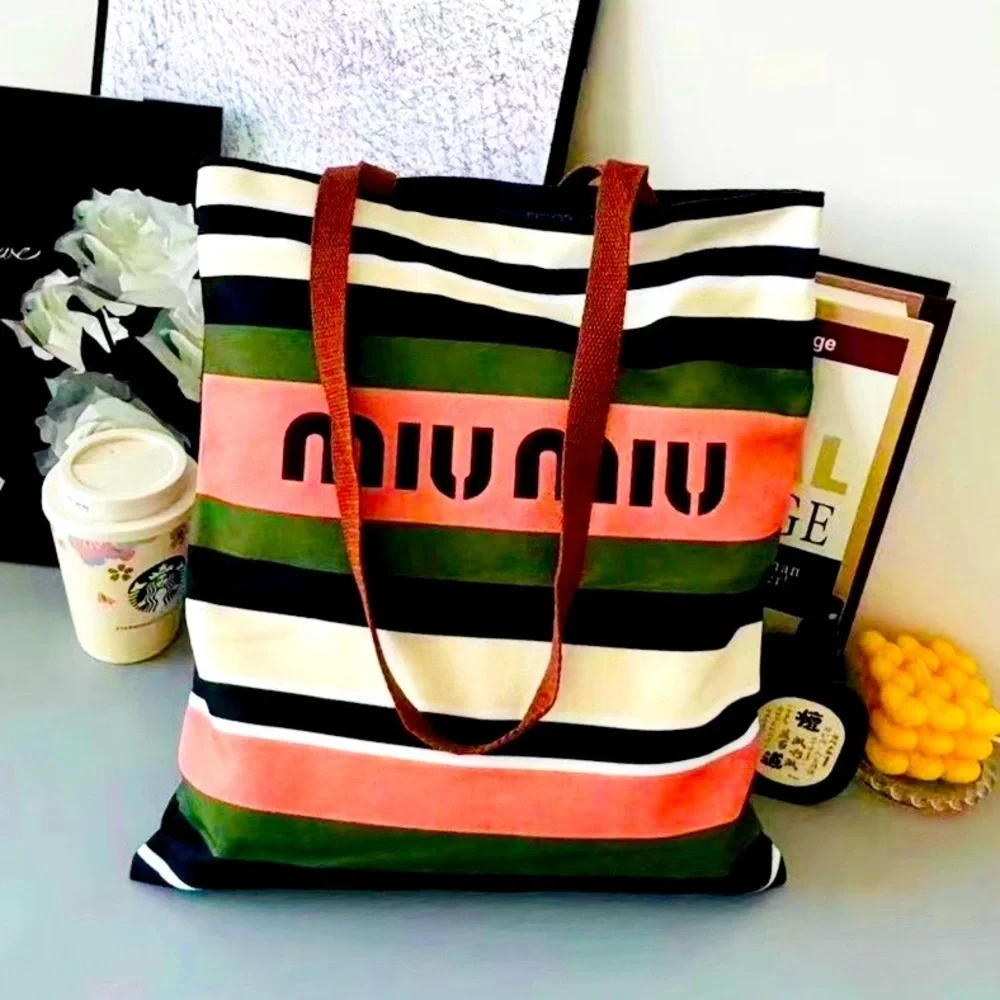 MIU MIU Black, Green, Pink, & White Tote Bag,. NWT